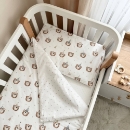 Set lenjerie de schimb pentru patut bebe 3 piese Mix ursuleti cu caciuli (2)